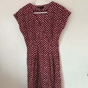 Banana Republic Red and White Geometric Midi Dress